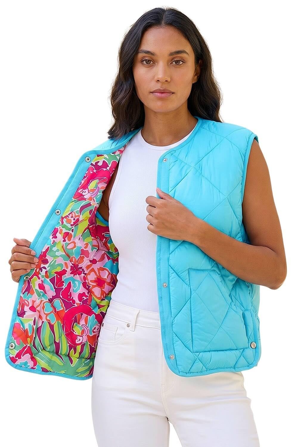 Roman - Women's Gilet - Quilted - Size 12 - Turquoise