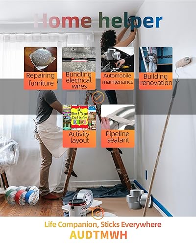 Miniatura 4 de AUDTMWH Colorful Life Series - Cinta adhesiva resistente, 1.88 pulgadas x 90 pies, blanca, impermeable, resistente a la temperatura, durabilidad