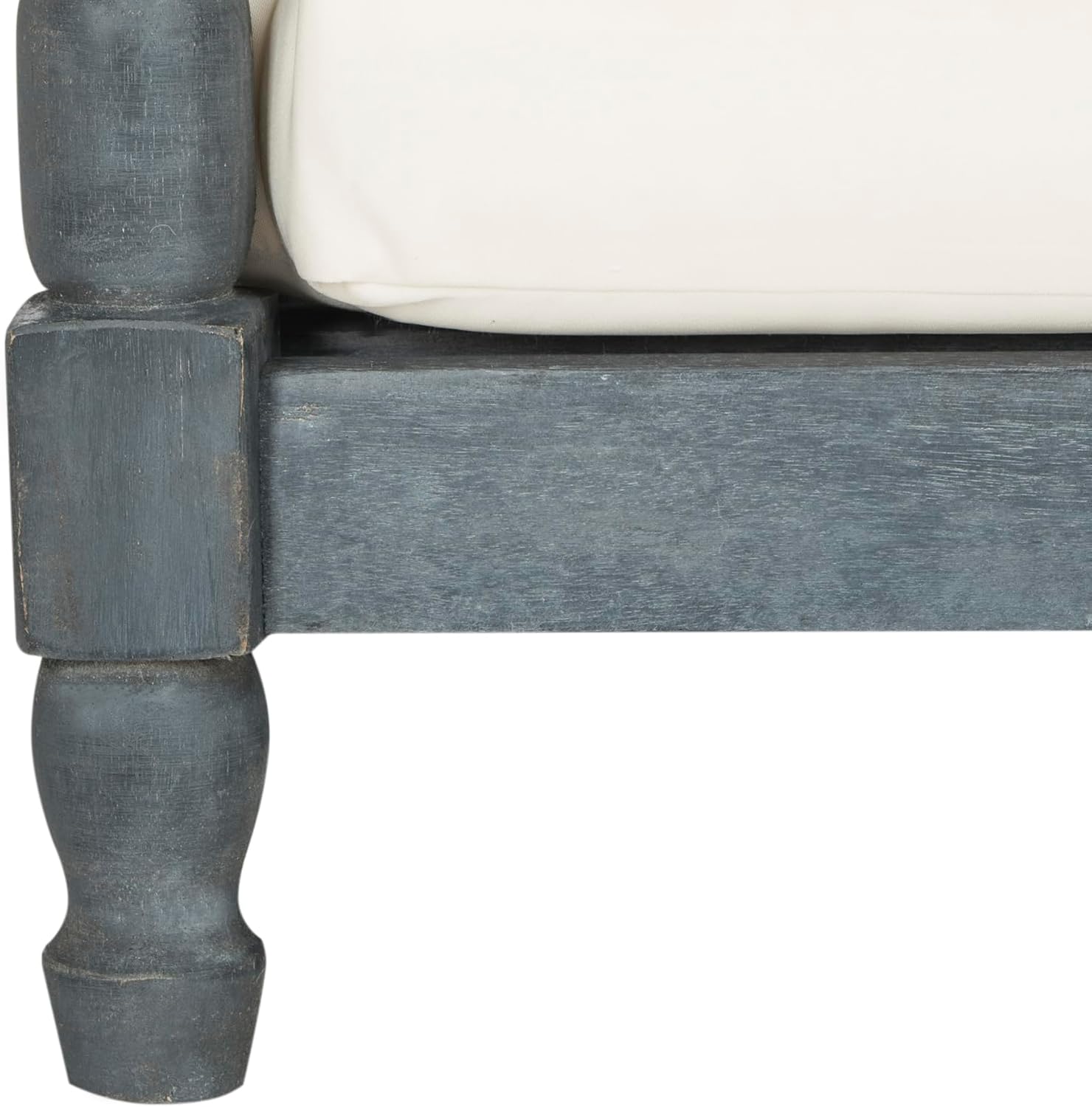 SAFAVIEH Outdoor Collection Pomona Ash Grey Solid Wood/Beige Lounger Bench Sofa Loveseat (PAT6740B)