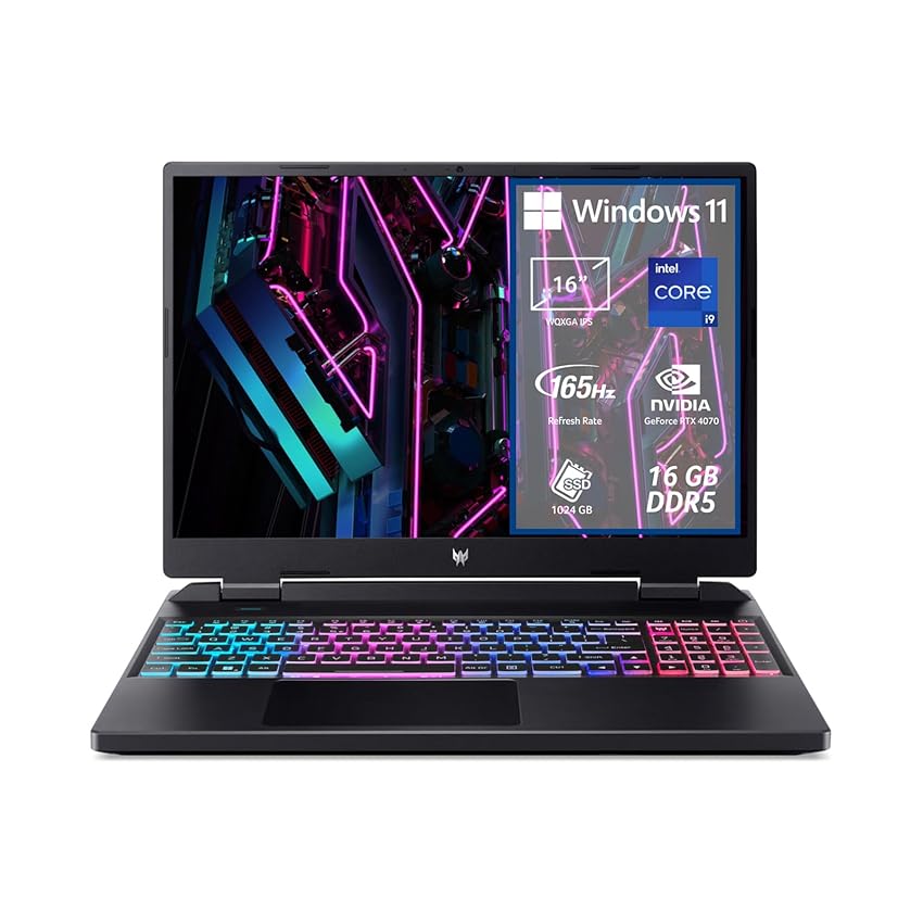 Immagine del prodotto Acer Predator Helios Neo 16 PHN16-71-98AL Notebook Gaming, Processore Intel Core i9-13900HX, RAM 16 GB, 1024 GB SSD, Display 16'' WQXGA IPS 165 Hz, NVIDIA GeForce RTX 4070 8 GB GDDR6, Windows 11 Home
