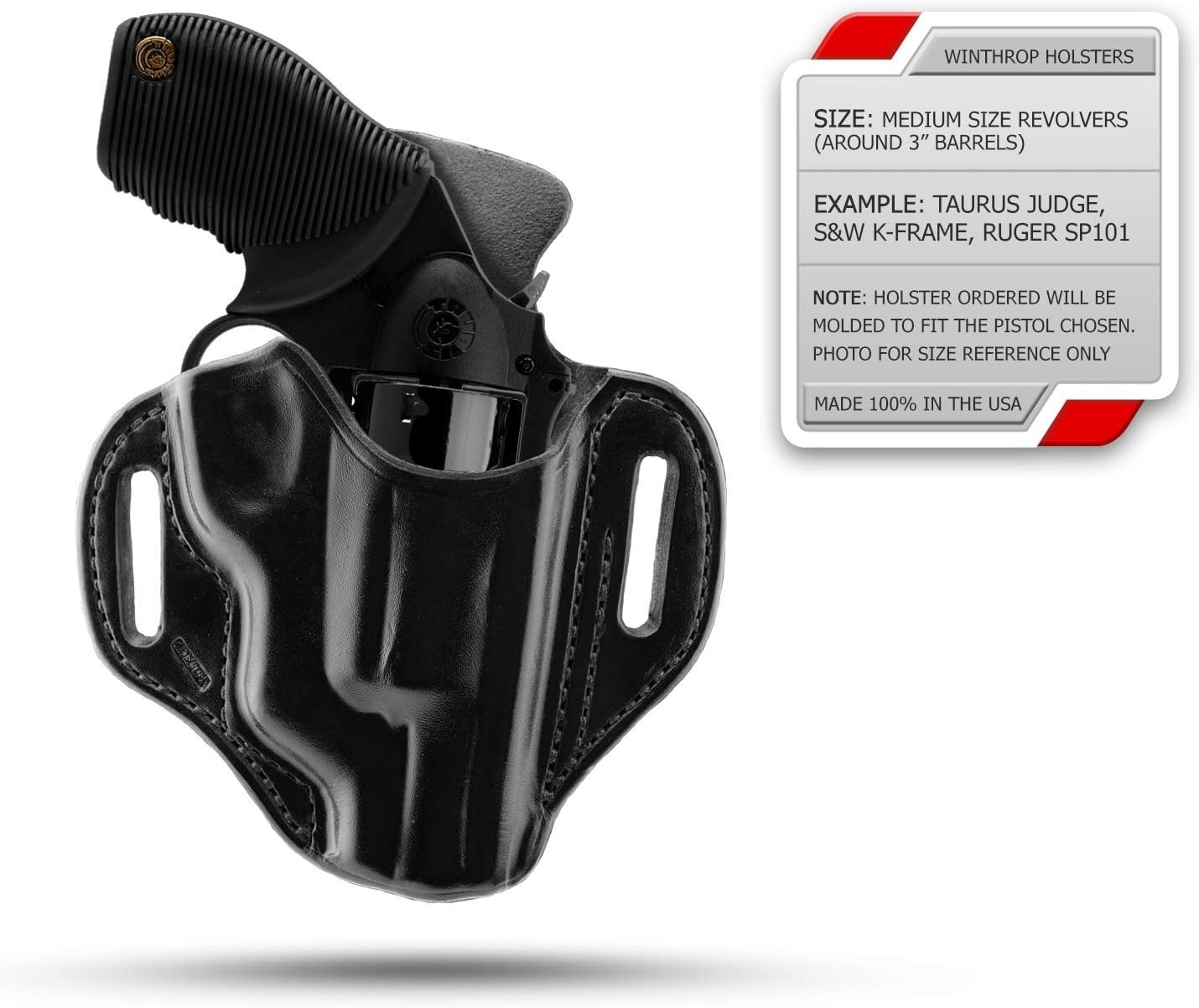 Winthrop Holsters OWB Pancake Black Leather Holster