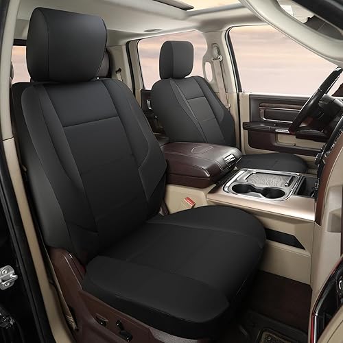 GIANT PANDA Paquete de 2 fundas de asiento delantero de automóvil, ajuste personalizado para Dodge Ram 1500 2500 3500, protectores de asiento de