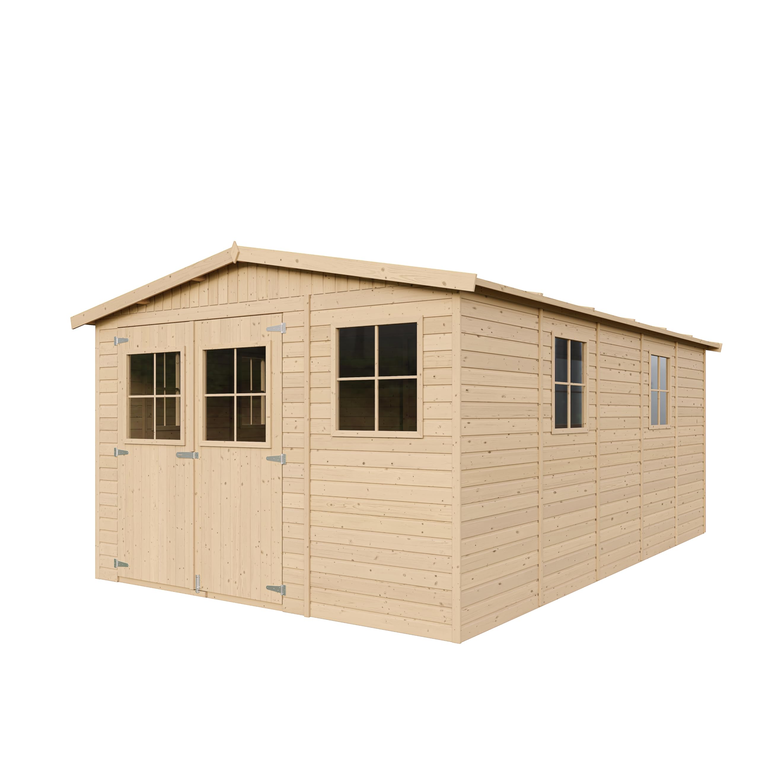 Cobertizo de Madera para jardín - 324x516cm/15m2 Cobertizo de Madera Natural - Taller de Jardín - Bicicleta, Almacenamiento de Herramientas TIMBELA M337