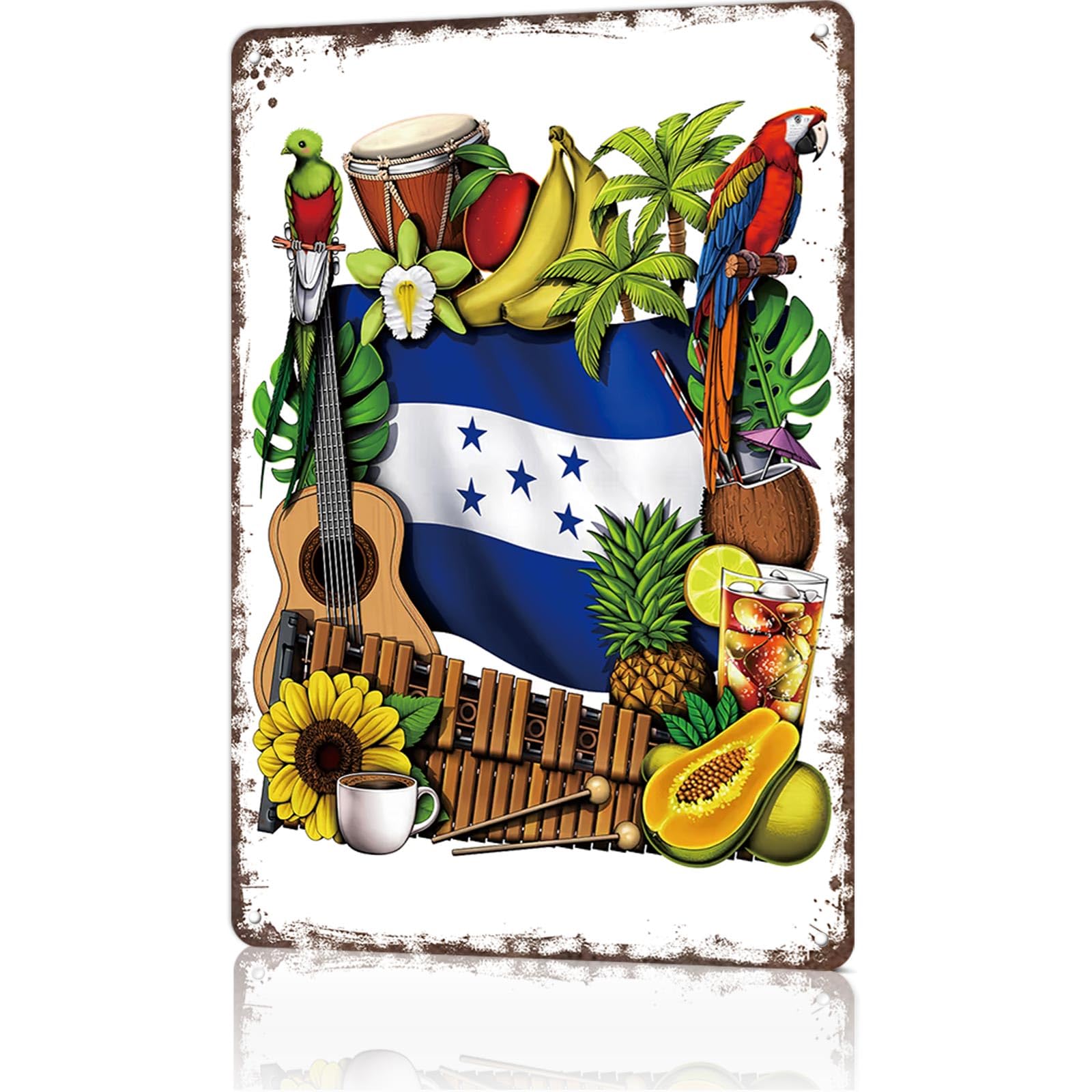 KWQDOZF Funny Metal Sign Honduras Heritage Vintage Tin Signs Poster For Home Room Bedroom Office Decor 8x12inch