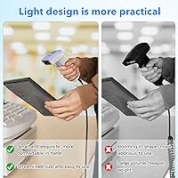 Vista 3 de Symcode Escáner de código de barras USB 1D, lector de código de barras láser CCD con cable de mano compatible con escaneo de pantalla escáner