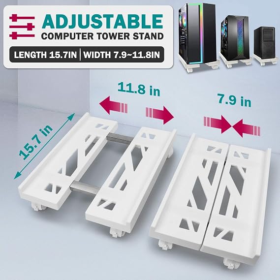 Seloom PC Standı Bilgisayar Kulesi Standı, Ayarlanabilir Mobil CPU Standı, Yuvarlanan Tekerlekli Ağır Hizmet Tipi Masaüstü Standı, PC Yükseltici Çoğu PC Oyun Masası Ofisine Uyar