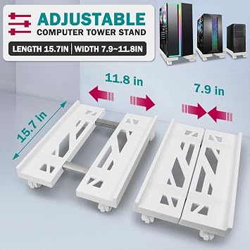 Seloom PC Standı Bilgisayar Kulesi Standı, Ayarlanabilir Mobil CPU Standı, Yuvarlanan Tekerlekli Ağır Hizmet Tipi Masaüstü Standı, PC Yükseltici Çoğu PC Oyun Masası Ofisine Uyar