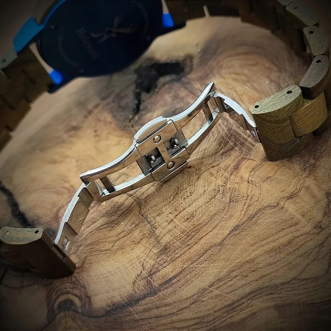 Ręcznie robiony Holzwerk Germany® Designer Unisex zegarek damski zegarek męski ekologiczny naturalny drewniany zegarek bransoletka-zegarek analogowy klasyczny zegarek kwarcowy brązowy niebieski zielony biały, brązowy.