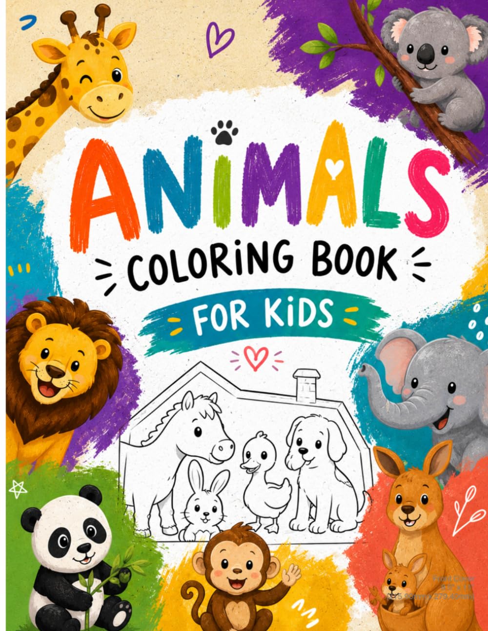 Animals coloring book for kids: Cute kawaii animal coloring book