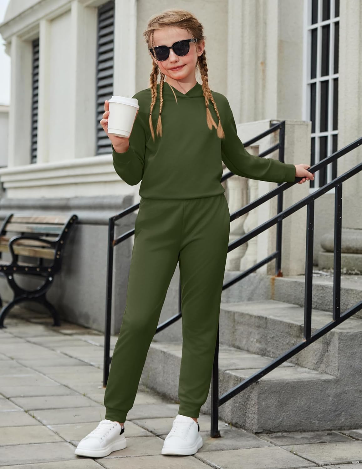 Arshiner Girl's 2 Piece Tie-dye Pullover Hooded Sweatshirt Set Sweatsuits and Sweatpants - Image 5