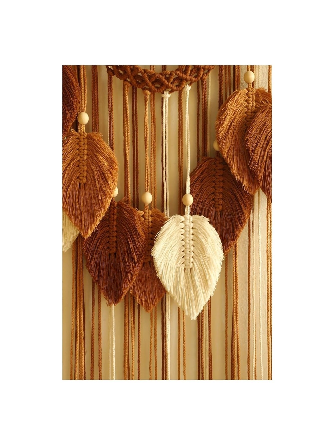 YUPLIODSX Wall Hanging Multicolor Leaves Tapestry Boho Hand Woven Macrame With Wooden Beads Crafts Wall Hanging(Color8)