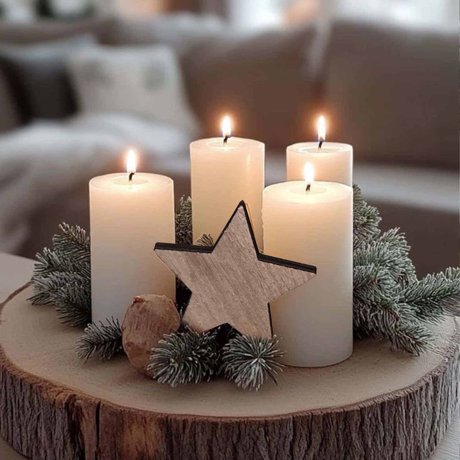 100 Pezzi Stelle In Legno Per Decorazioni Fai-da-te - 4 Misure (1cm, 1.2cm, 1.5cm, 2cm), Per Natale, Matrimoni, Craft