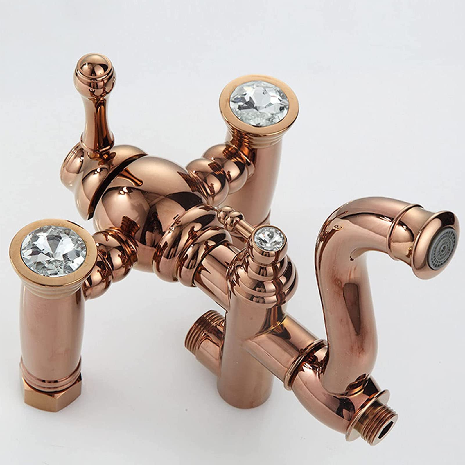 Grifo de Ducha para bañera en Oro Rosa, Sistema de Ducha de 3 Funciones, Cabezal de Ducha Tipo Lluvia con Ducha de Mano, caño de bañera, Grifo de Ducha de Pared, Grifo Mezclador de