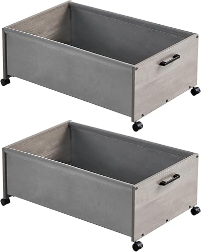 Miniatura 9 de Almacenamiento Debajo de la Cama con Ruedas, XXXXL Cajones Debajo de la Cama con Ruedas, Organizador de Zapatos de Madera Debajo de la Cama, Marrón