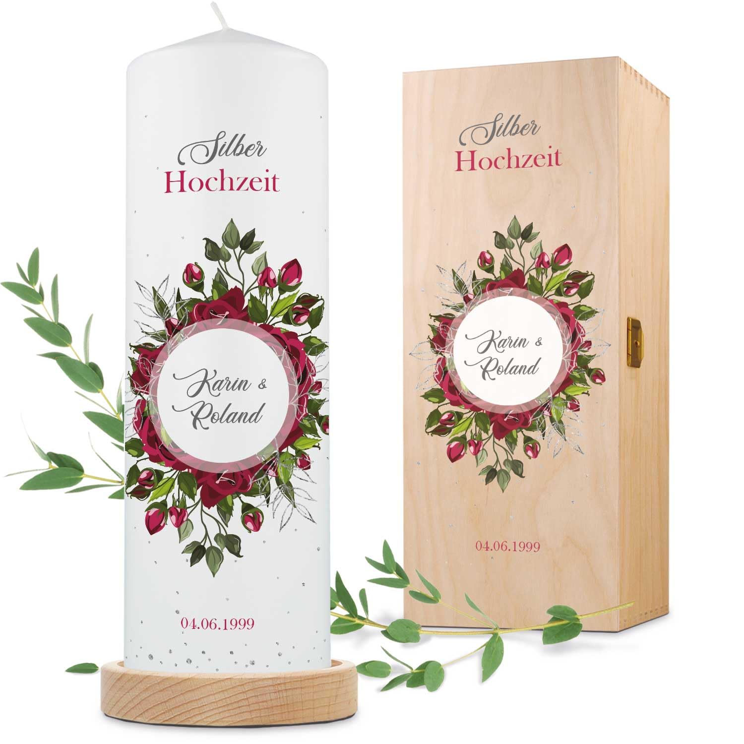 Vela de boda con diseño de boda, con nombre, fecha y texto deseado, 8 cm x 25 cm (diámetro/altura), regalo de boda a los recién casados