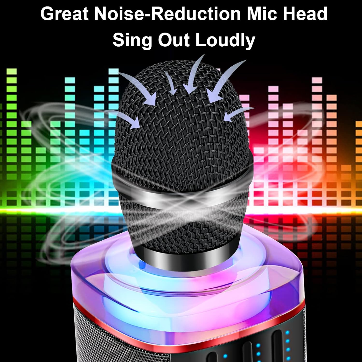 BONAOK Wireless Bluetooth Karaoke Microphone with LED Lights, Handheld Karaoke Machine with Magic Sing Recording for Kids Adults Gift Q31 (Red)