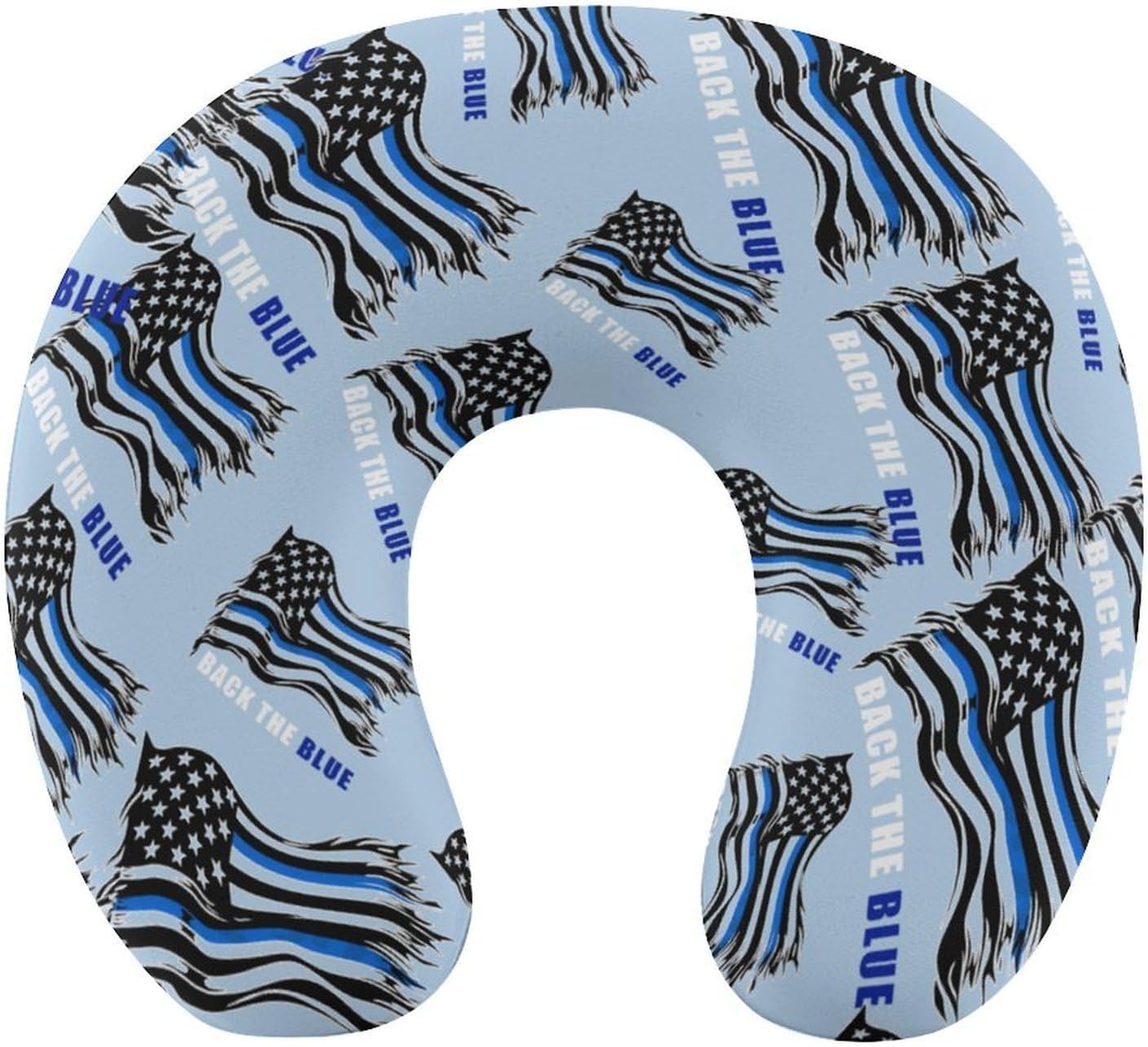 Back The Blue Police Line Flag Travel Pillow U Shape Neck Pillow Washable Pillowcase for Sleeping Chair