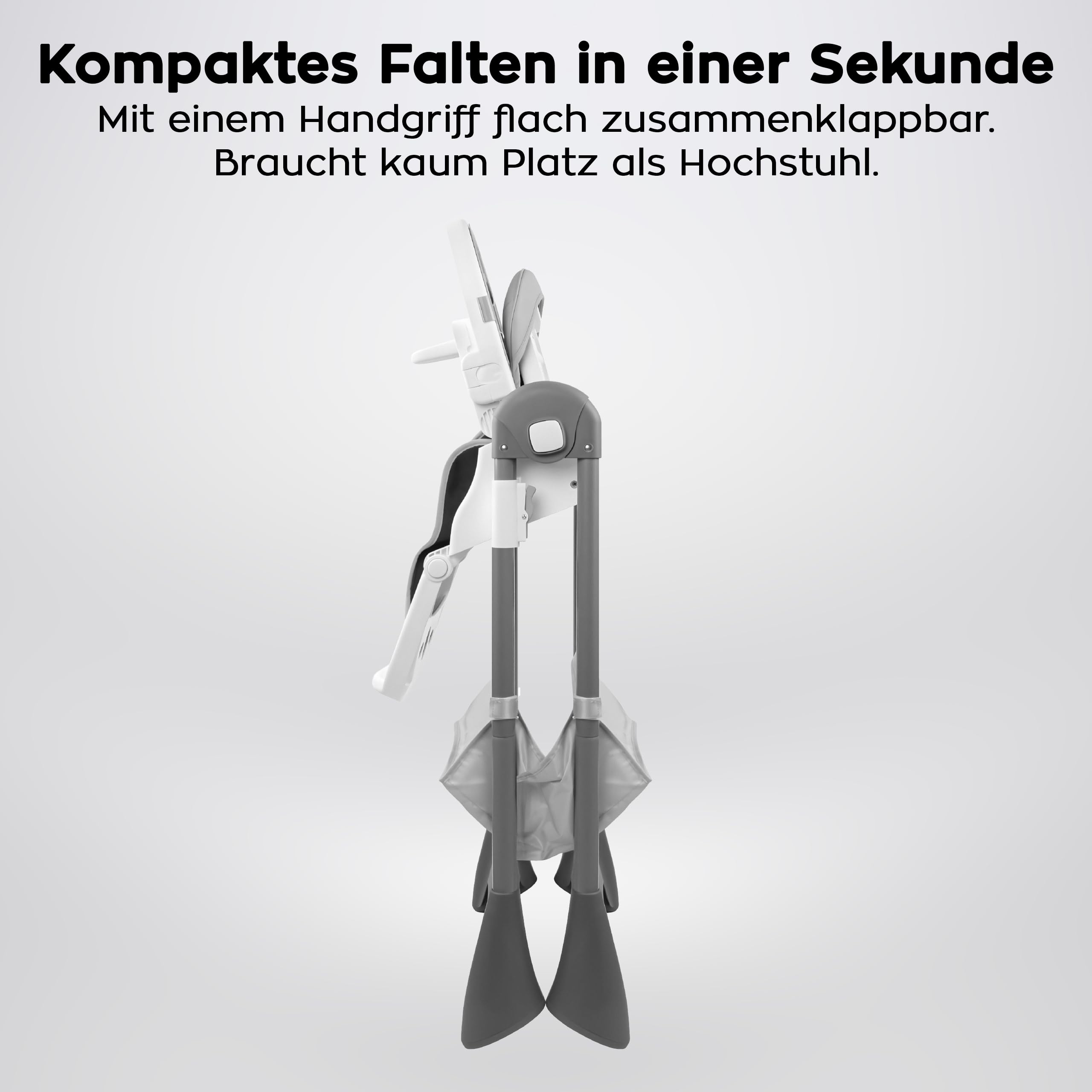 Tulano Morsel 30 Hochstuhl Baby, höhenverstellbar, klappbar, mit Tablett, 5-Punkt-Gurt, abnehmbares Tablett spülmaschinenfest, für Babys ab 6 Monate, Kinderhochstuhl Grau