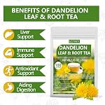 Feuille de dandelion premium & Thé à la racine,100 Sacs à thé/7.06Oz, pour désintoxication du foie,100% Pure & Pas d'additif.
