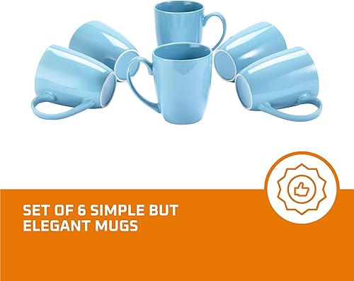 Miniatura 9 de Bruntmor Juego de 6 tazas de café de lunares de 16 onzas, juego de tazas grandes de cerámica de 16 onzas en diseño de lunares negros, la mejor taza