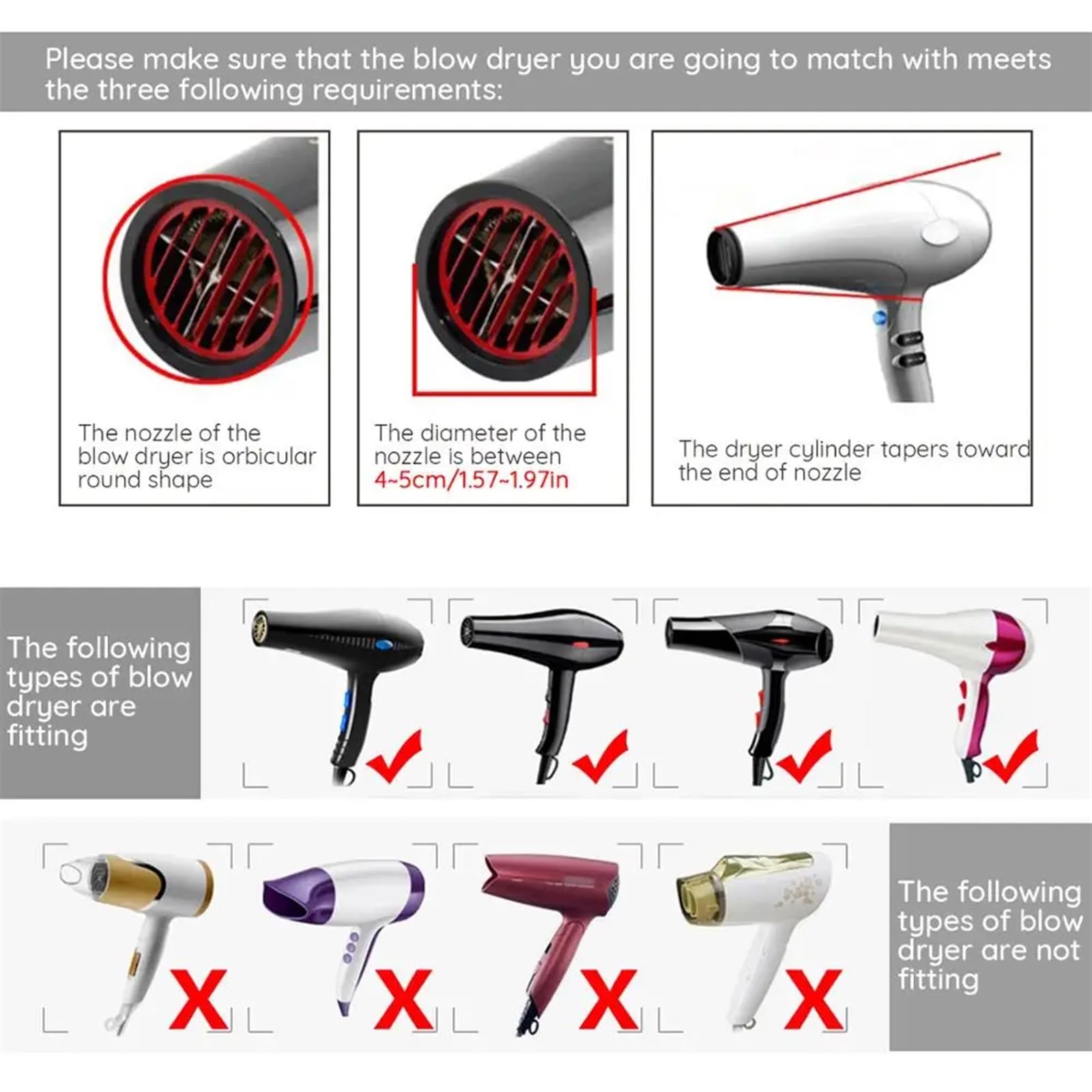 Haar Diffusor Diffuser for Hair Style Dryer Upgraded Diffuser for Curly Wavy Fitting Blow Dryer Salon Frizz-Free Diffuser(Normal Black)