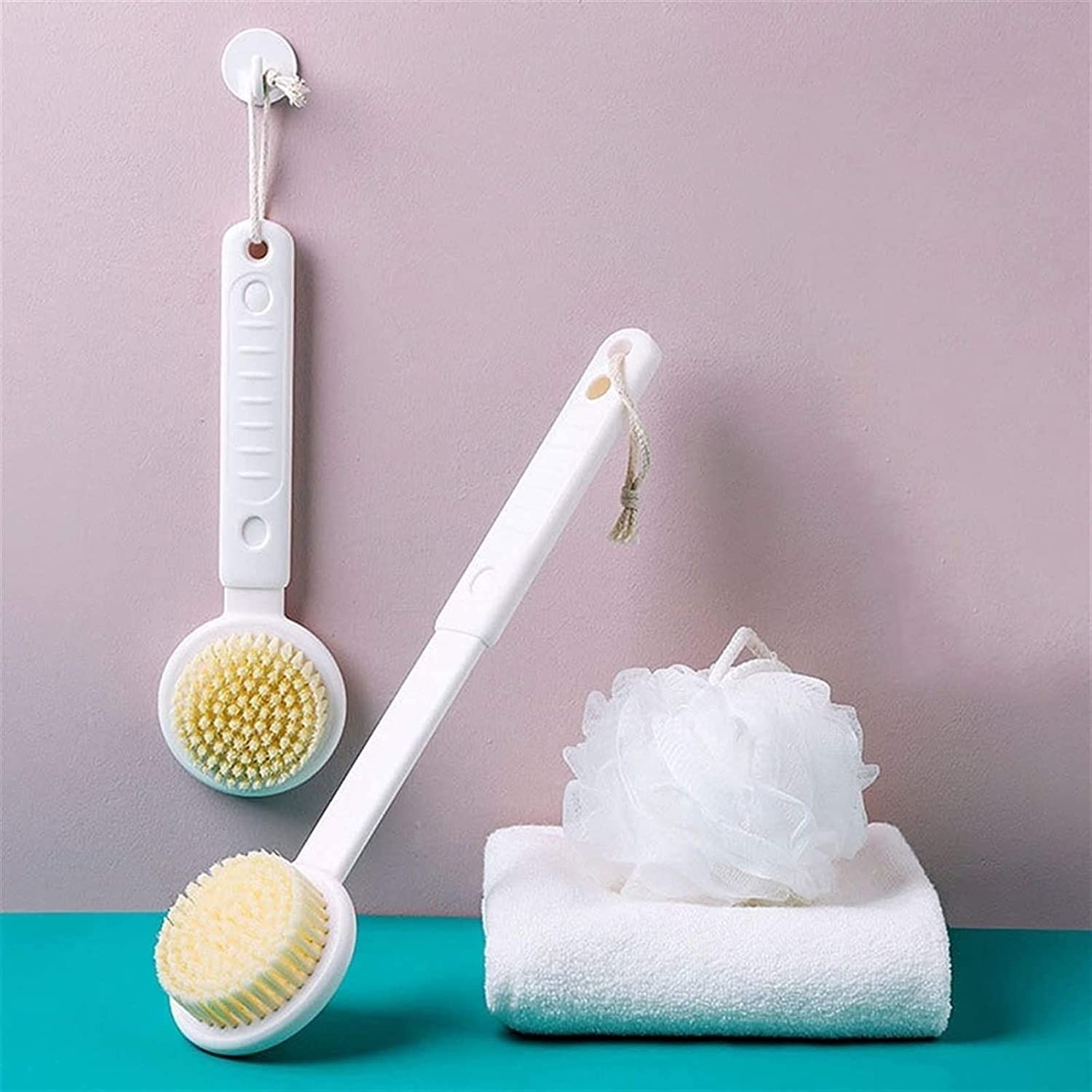 Telescópico Mango Largo Baño Cepillo Cuerpo Soft Scrub Massager Ducha Scrubber Cuerpo Limpieza Cepillo Exfoliación Accesorios de baño