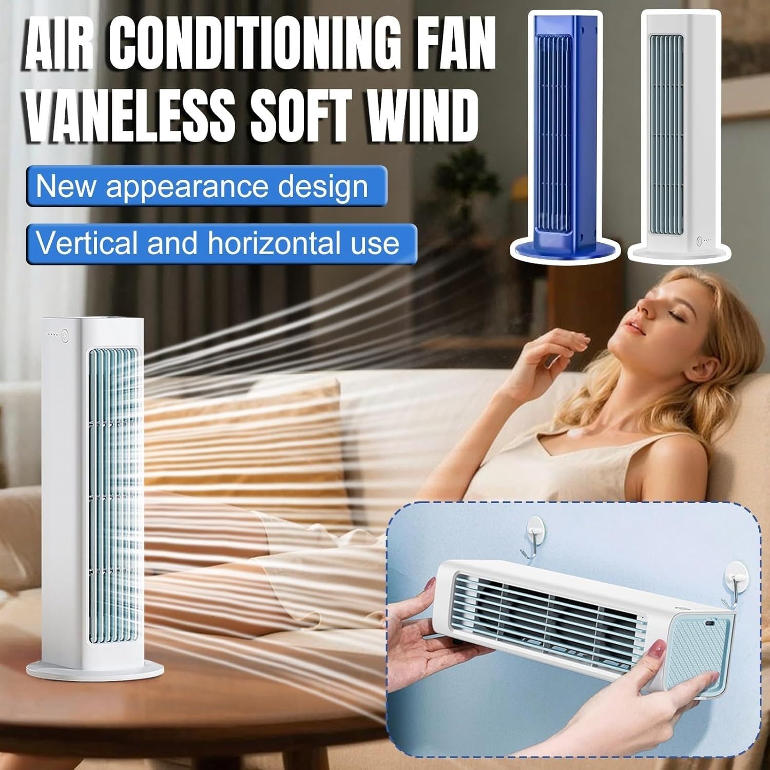 Breezamax,3 Geschwindigkeiten, Tragbare Klimaanlage Kühlventilator Leise, Für Schlafzimmer Büro (White)