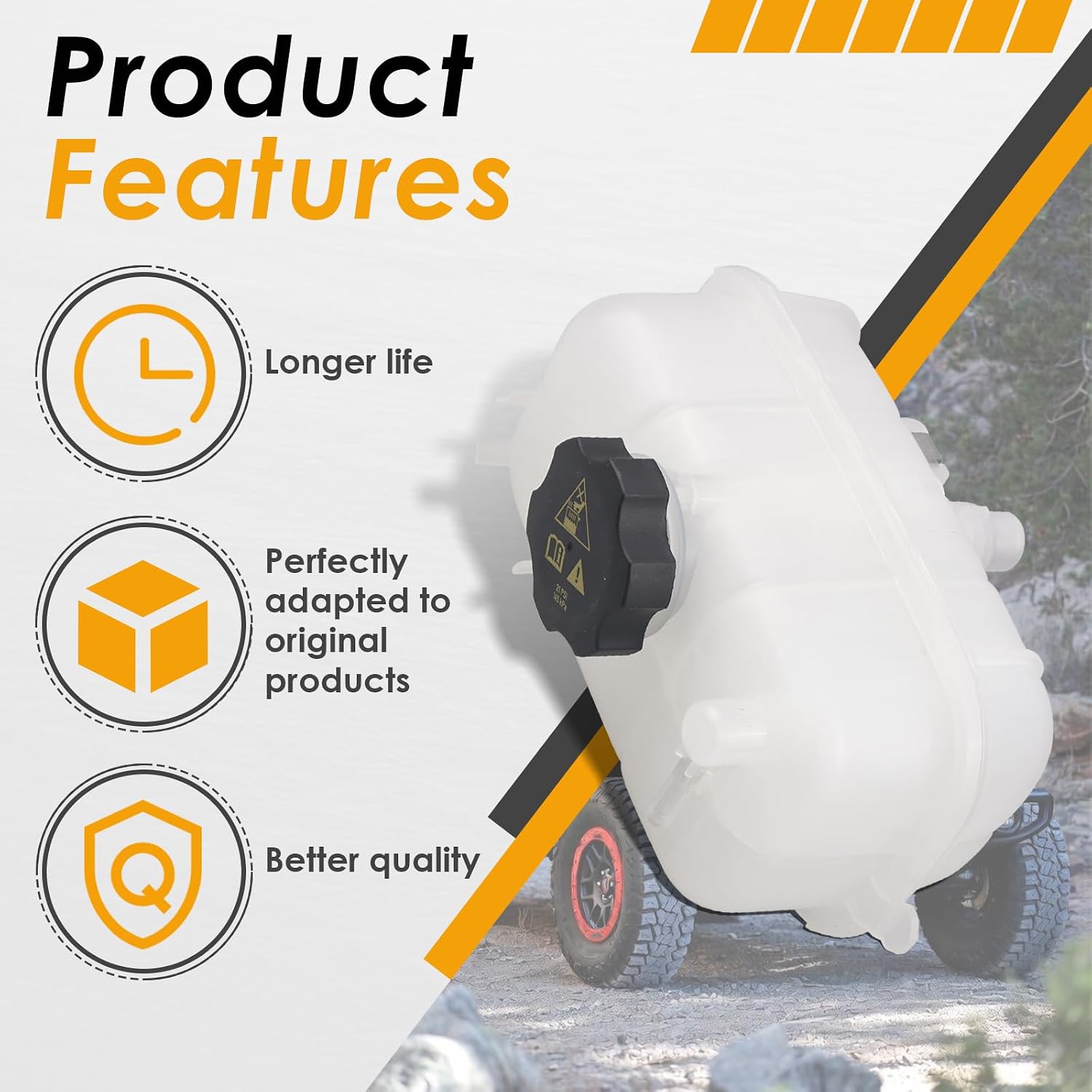 Engine Coolant Overflow Recovery Reservoir Tank (with Cap) Compatible with Jeep JL Series Wrangler 2018-2024, JT Series Gladiator 2020-2025