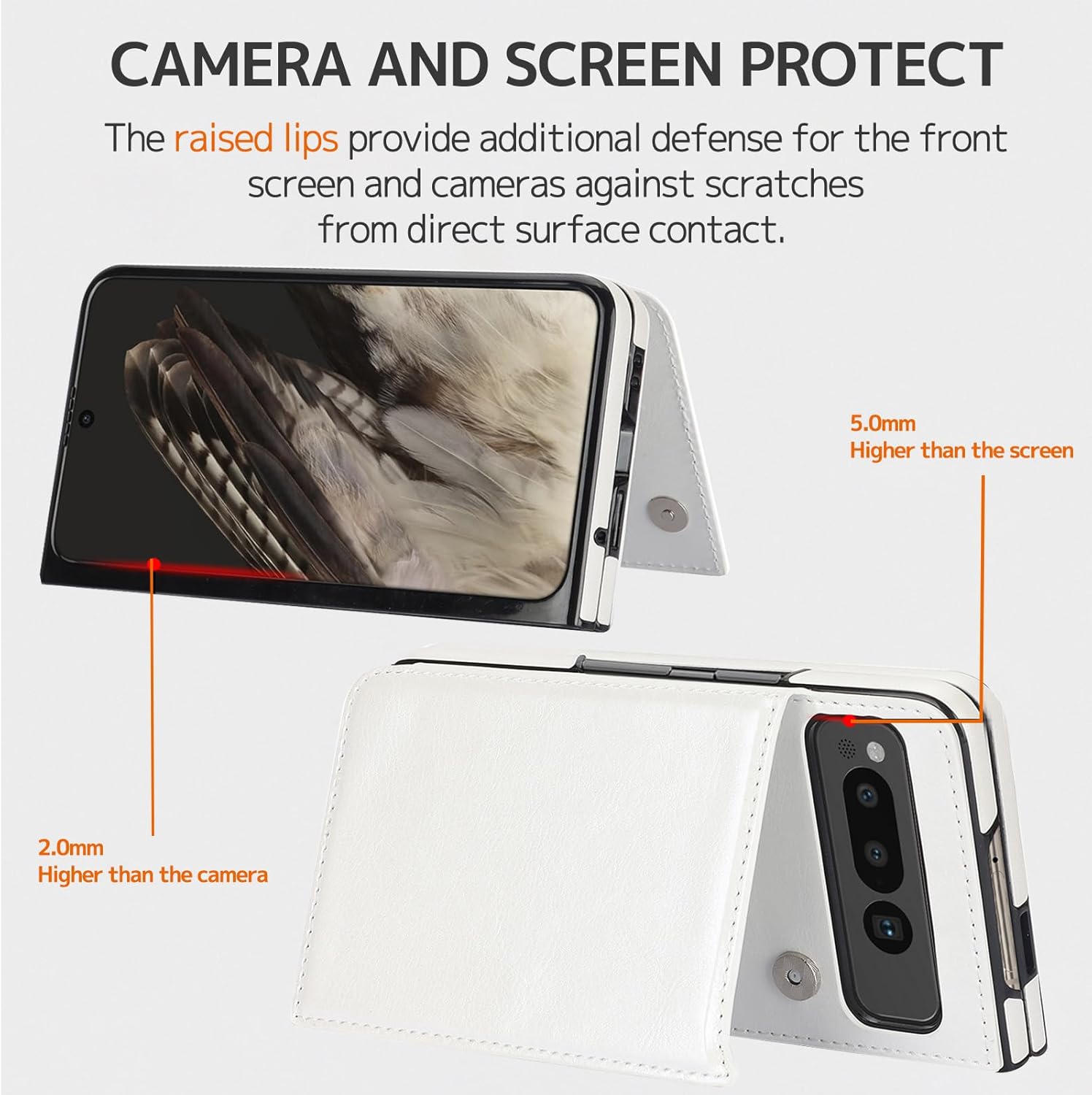 NINKI Compatible with Google Pixel Fold Wallet Case with Card Holder,Matte PU Leather Protective Shockproof Kickstand Anti-Scratches Wear-Resistant Cover Case with for Google Pixel Fold 2023 White