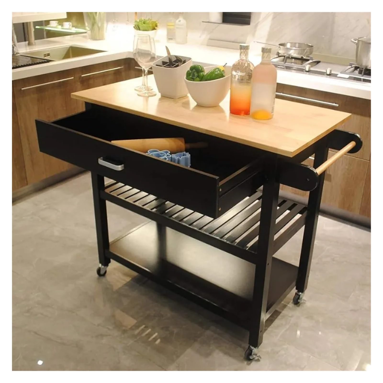 Armadio cucina Tavolo da lavoro for la preparazione degli alimenti cucina. Piccolo supporto for carrello caffè stoccaggio(Bianco)