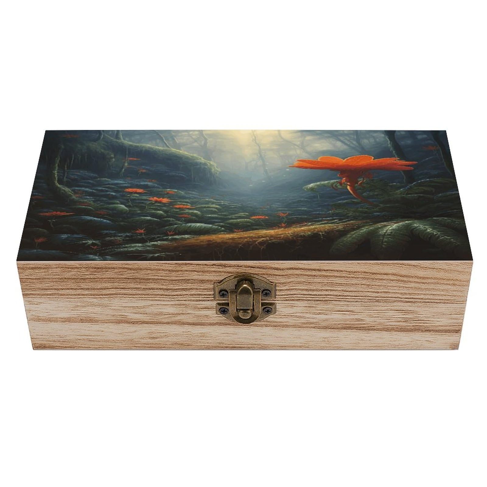 VstaDank An Orange Blossom Wooden Storage Box Wooden Keepsake Box with A Hinged Lid Fashion Memory Treasure Boxes Decorative Jewelry Case for Crafts Photo Home Decor Wood Gift Box