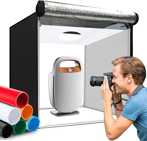 HitTopss Caja de luz para estudio fotográfico, bicolor regulable de 20 x 20 x 20 pulgadas, caja de estudio plegable portátil, kit de tienda de