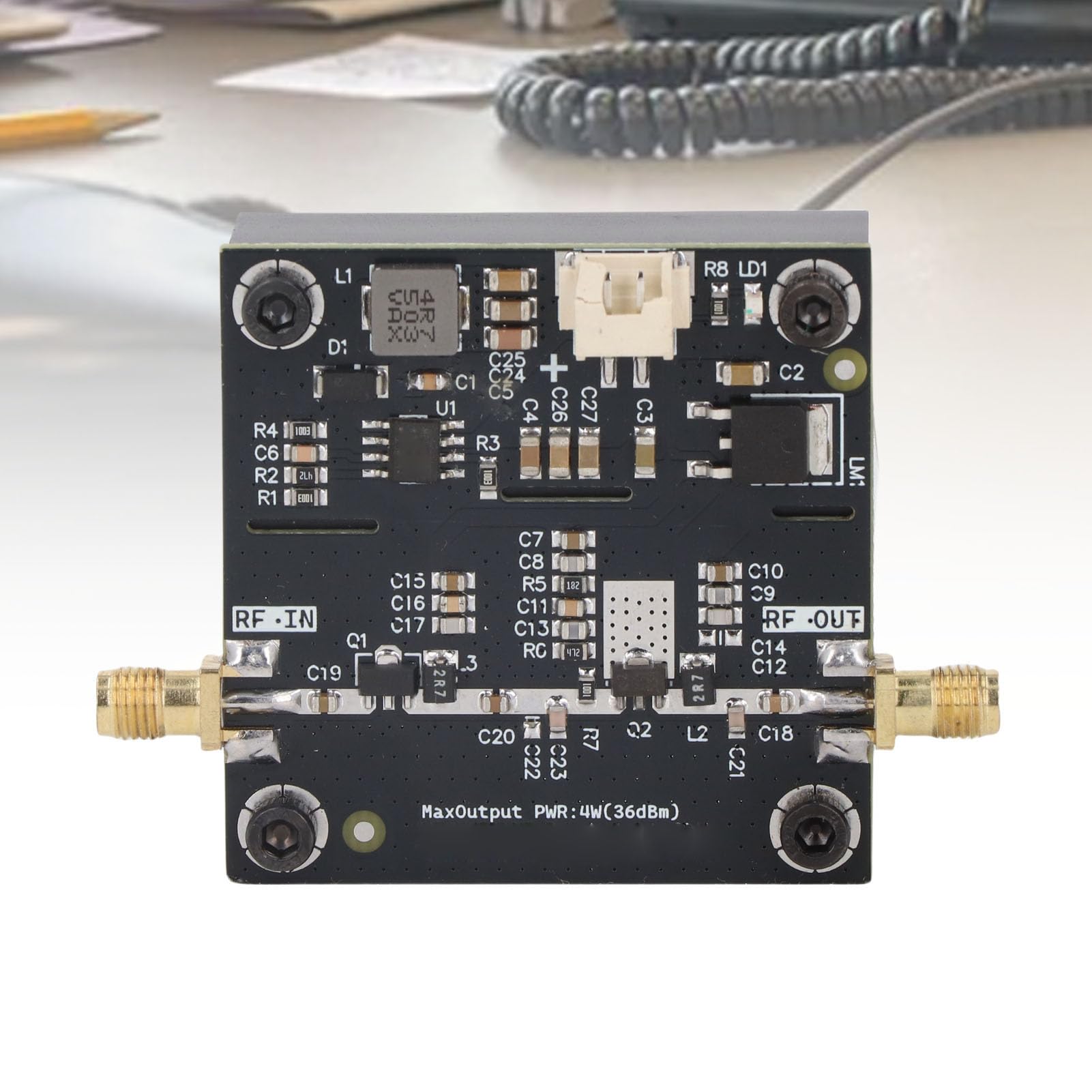 Tonysa Modulo Amplificatore di Potenza RF VHF UHF 0.5-800MHz Scheda Amplificatore di Potenza a Radiofrequenza 35-37dBm Guadagno 40dB per Trasmettitore FM HF