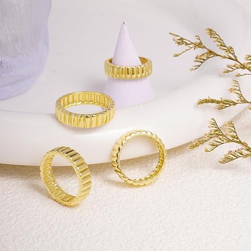 Miniatura 9 de Anillos para mujer, modernos y delicados anillos chapados en oro de 14 quilates, hipoalergénicos con circonita cúbica, anillo midi de color rosa