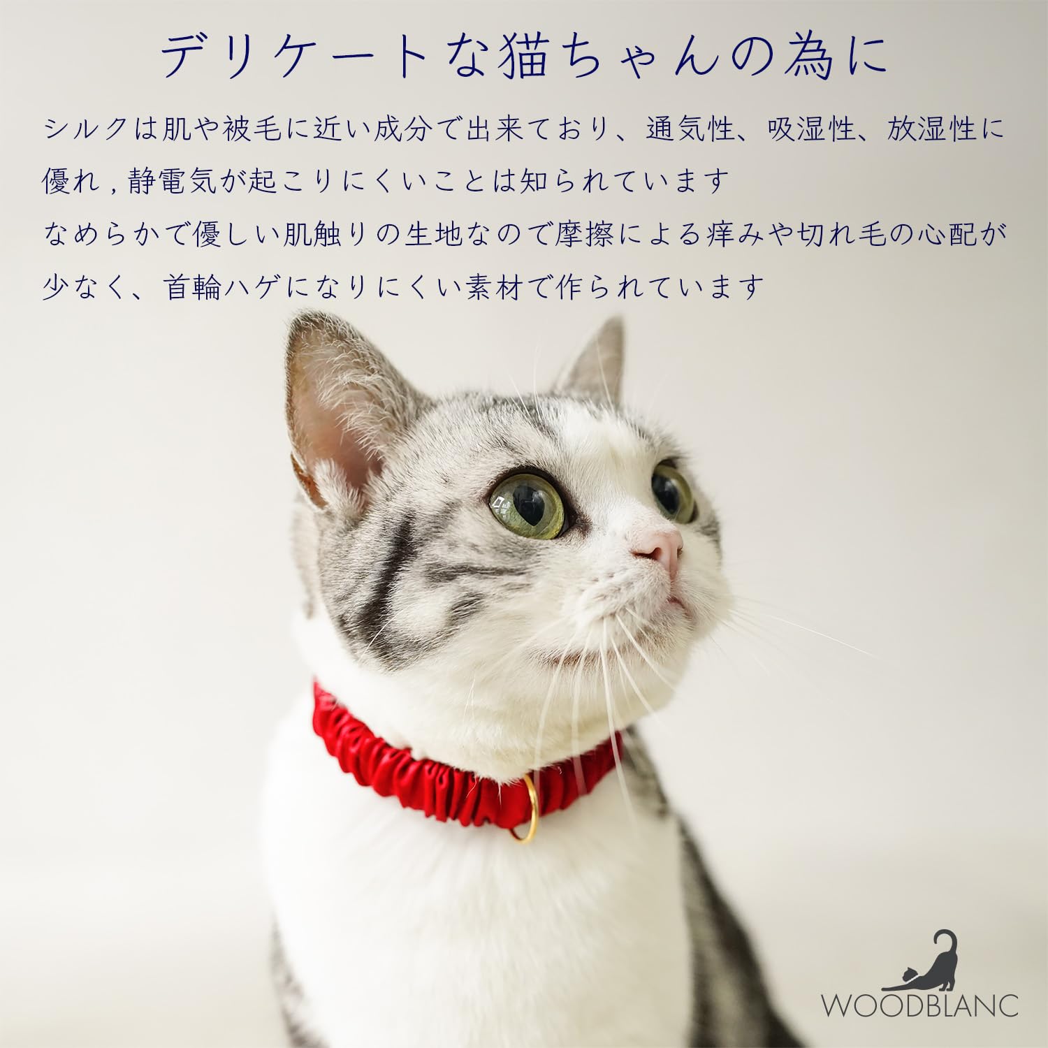 Amazon | WOODBLANC 猫 首輪 シルク シュシュ猫首輪 ハゲにくい