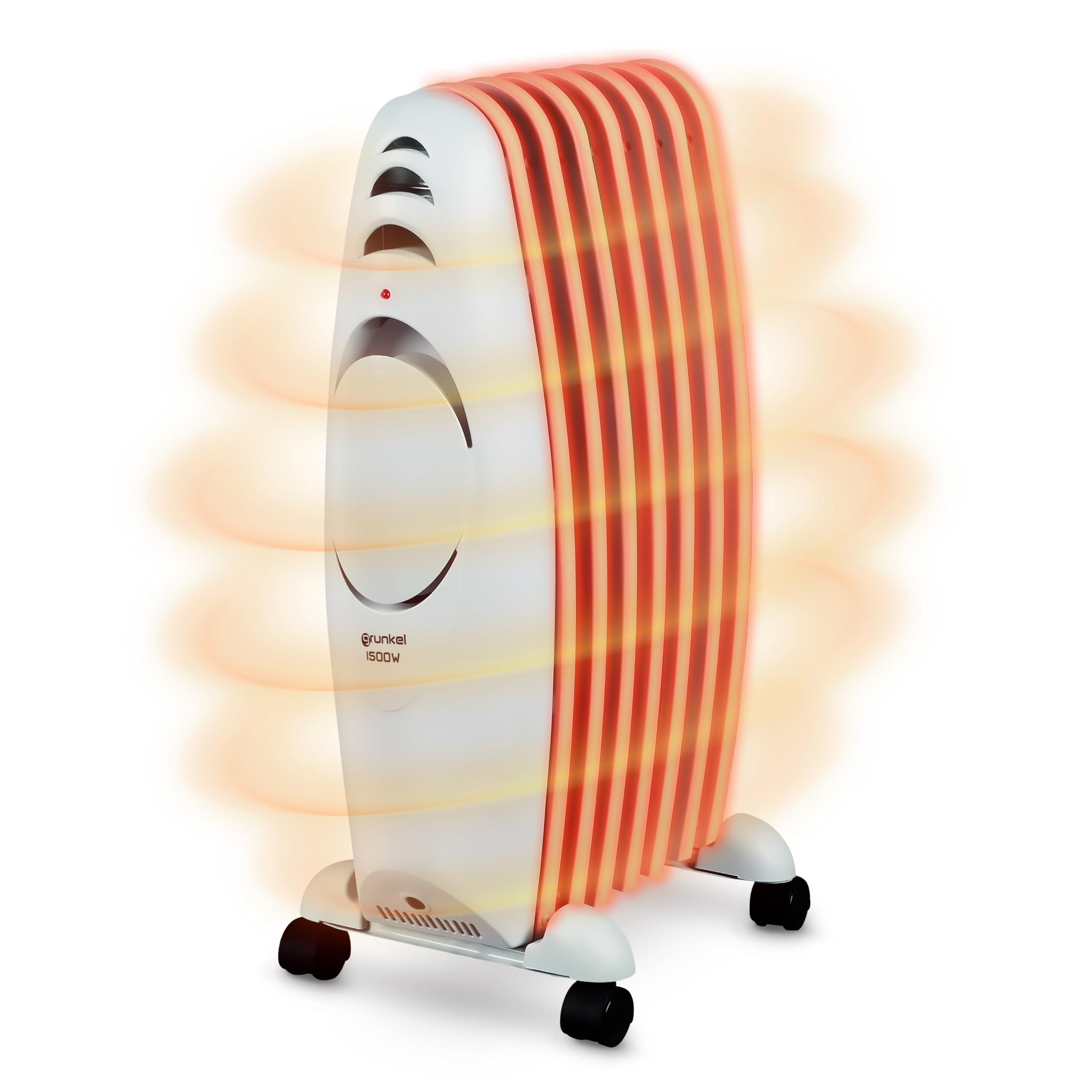 Grunkel - RAC-7EFIHEAT electric oil radiator - 3 heat levels, 7 heating elements and 1500W power. portable with wheels and easy to use with adjustable thermostat