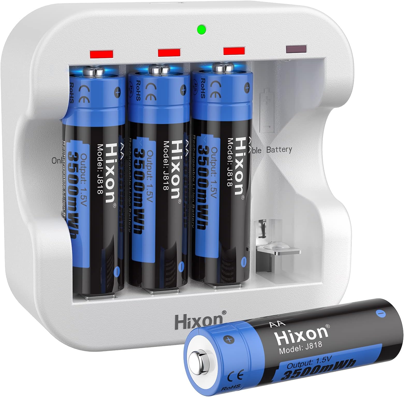 4 Pack Lithium AA Batteries with White Charger