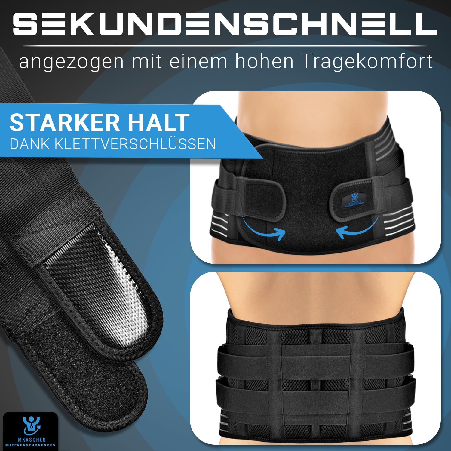 Rückenstützgürtel Bandscheiben GürtelOrthopädischer Rückenbandage mit 2 Lendenpolstern & atmungsaktiven Mesh Rückenchmerzenlinderung,&Haltungsprobleme Verstellbar für Männer/Frauen