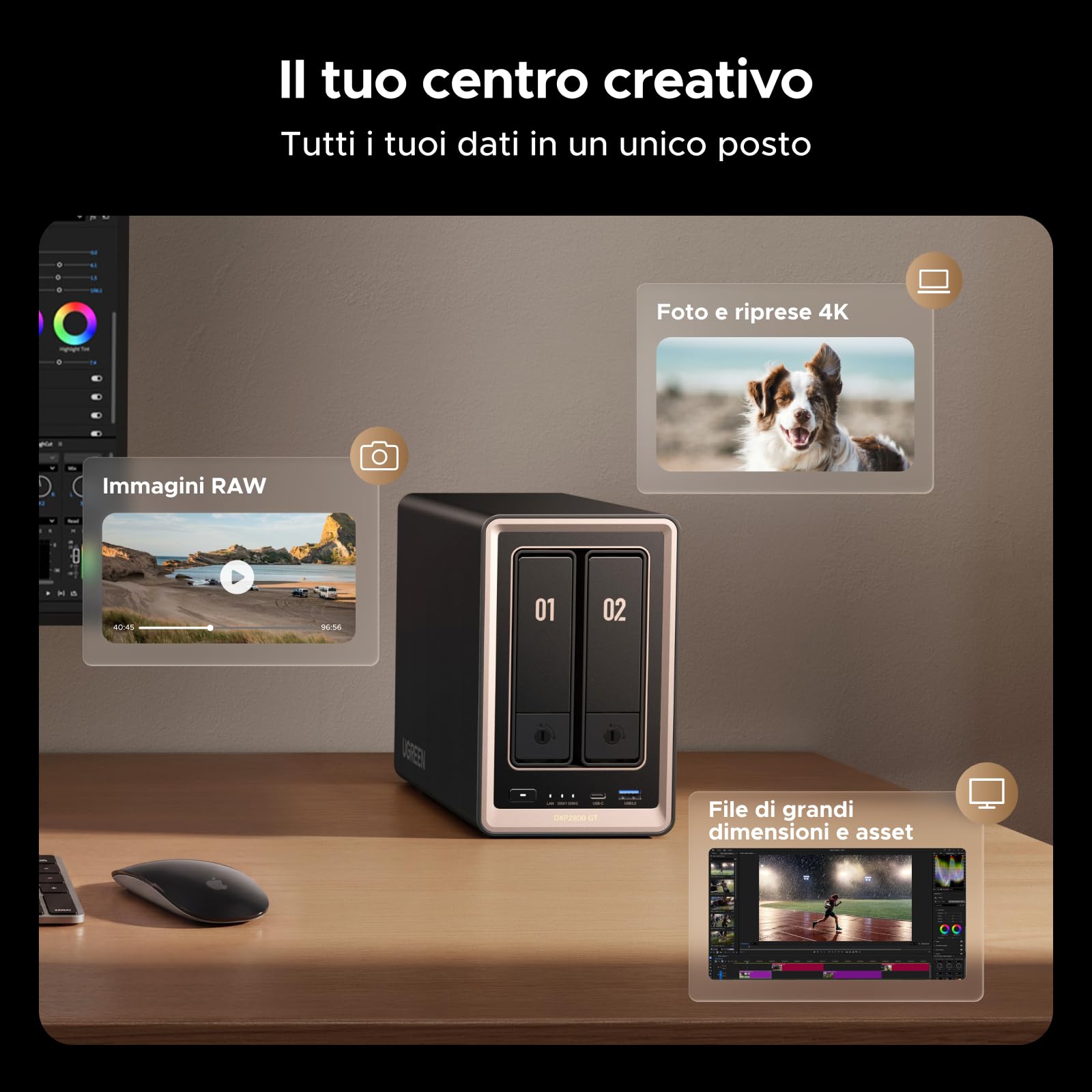 UGREEN NASync DXP2800GT NAS a 2 alloggiamenti con box NVMe