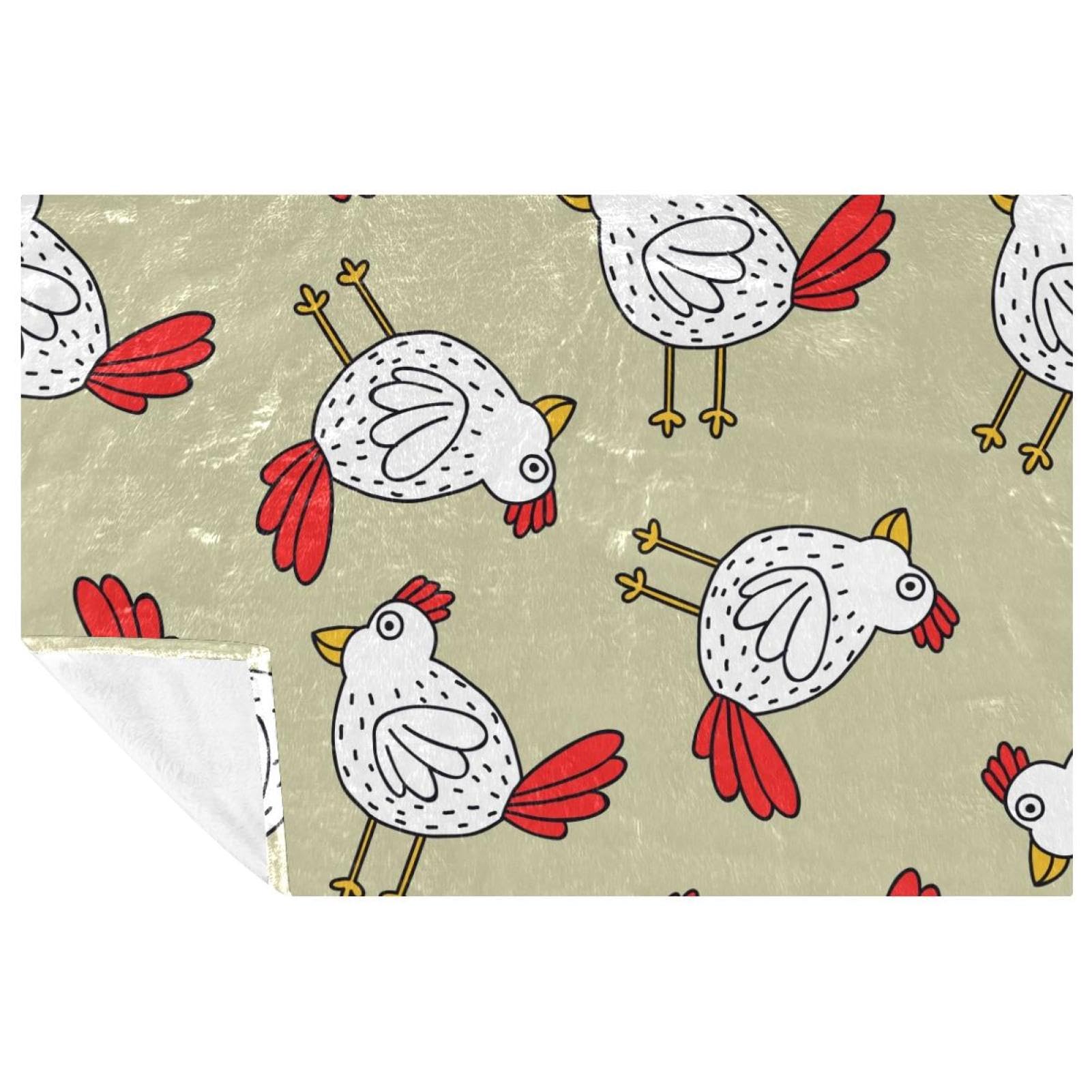 Couverture douce poulets rigolos 150x100 cm pour lit et canapé