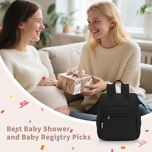 Miniatura 9 de CEI-CEI Mochila para pañales acolchada para niñas y niños, con bolsillos aislados, resistente al agua, mochila de viaje para pañales para mamá y