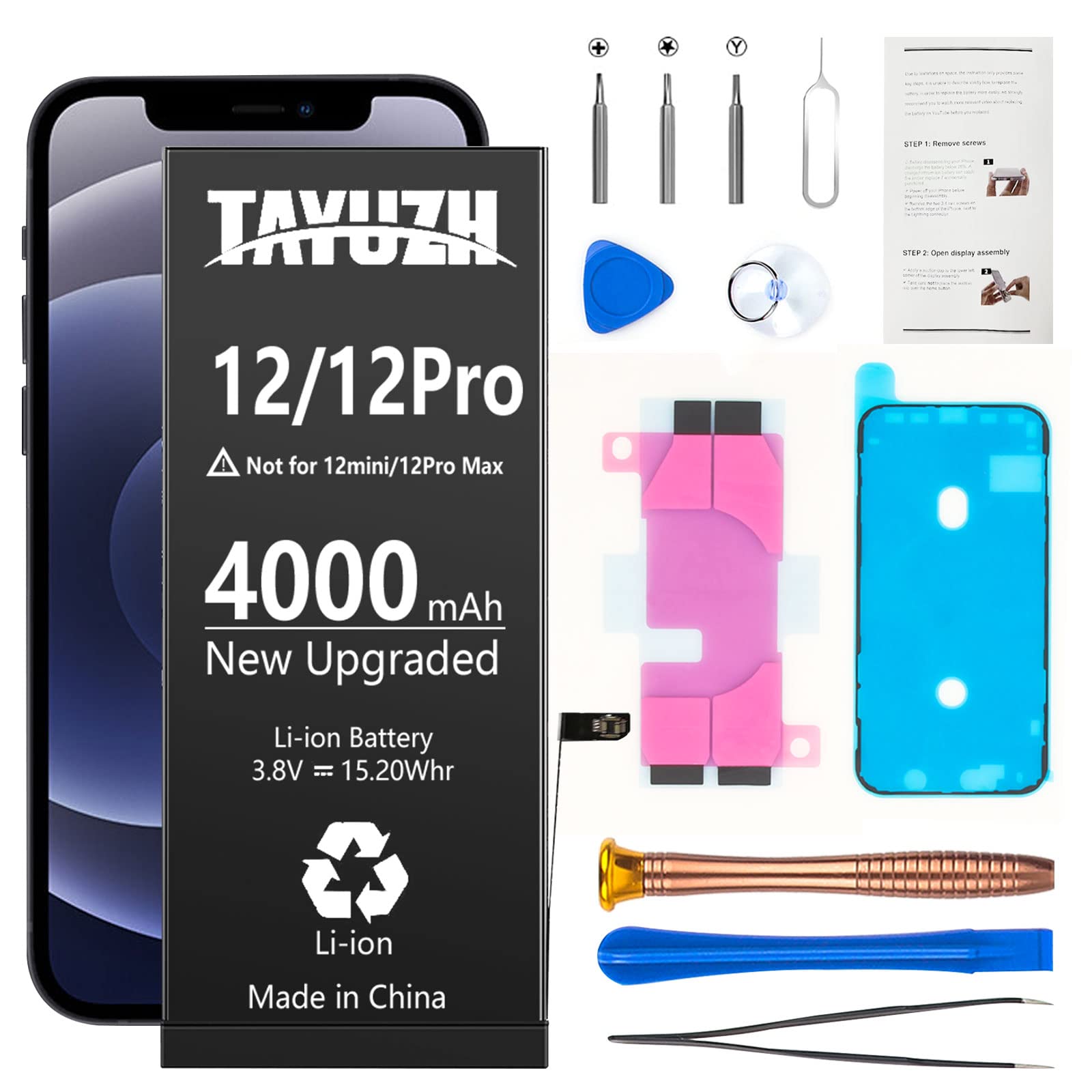 Duotipa Batteria Di Ricambio A2479 Per IPhone 12 / 12 Pro (2815 MAh) Con Kit Attrezzi – Compatibile A2403, A2172 | Sostituzione Facile E Sicura