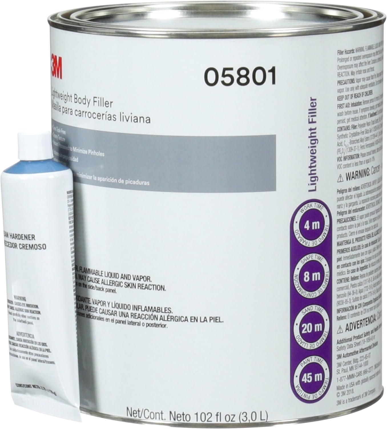 3M Lightweight Body Filler, 05801, 1 gal , White