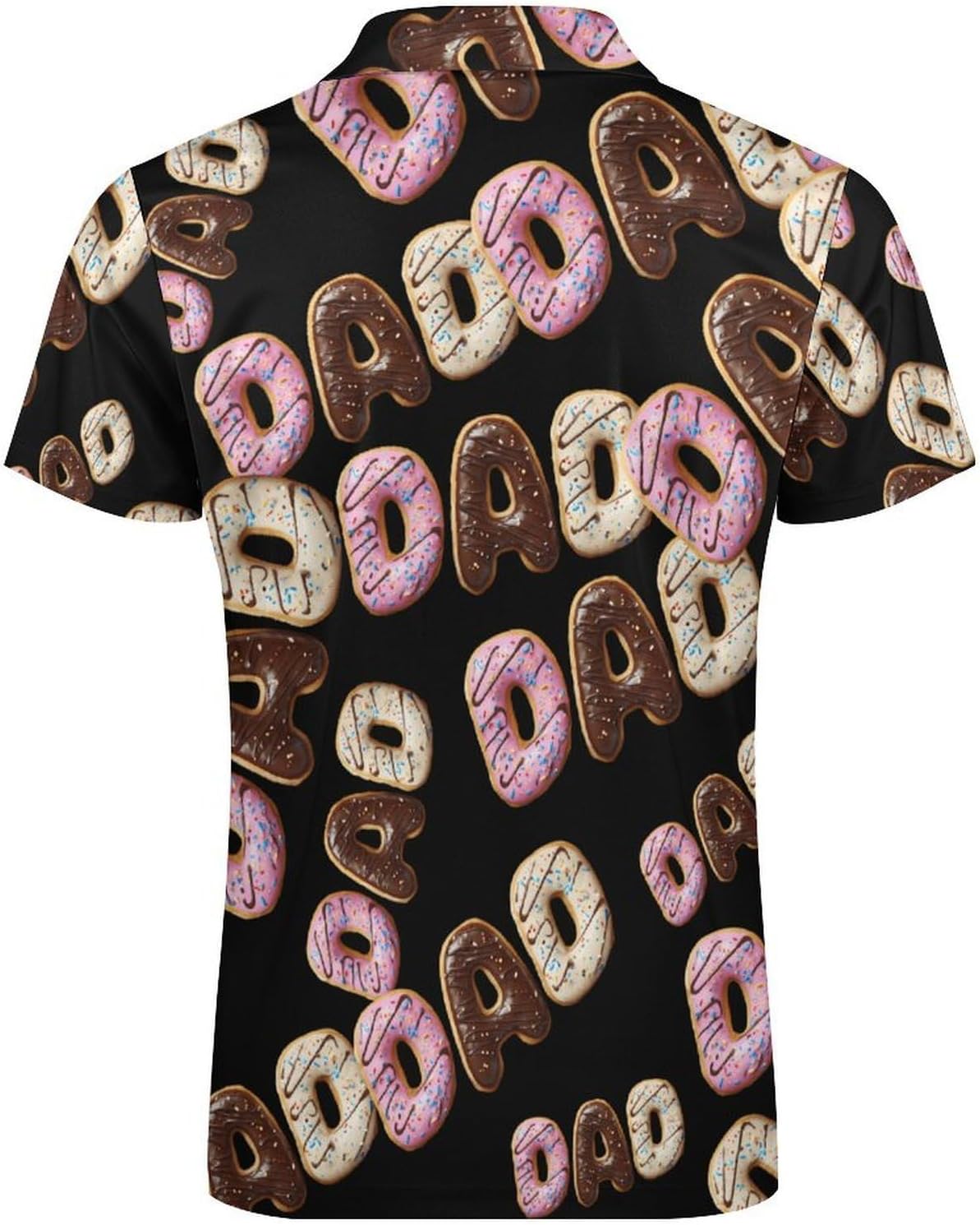 Dad Donut Men's Polo Shirts Golf Short Sleeve Tops | Casual Workout,Golf T-Shirt,Zippered Tee,Collared,Print