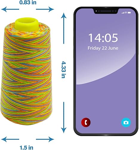 Miniatura 2 de Hilo Serger, hilo multiusos para coser, hilo arcoíris, hilo de coser de poliéster jaspeado, 4 conos de 3000 yardas cada carrete para hilo de máquina