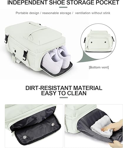 Miniatura 5 de VECAVE Mochila de viaje para laptop, mochila aprobada para vuelos,Mochila deportiva para universidad casual, O-yyblanco-1, Compacto