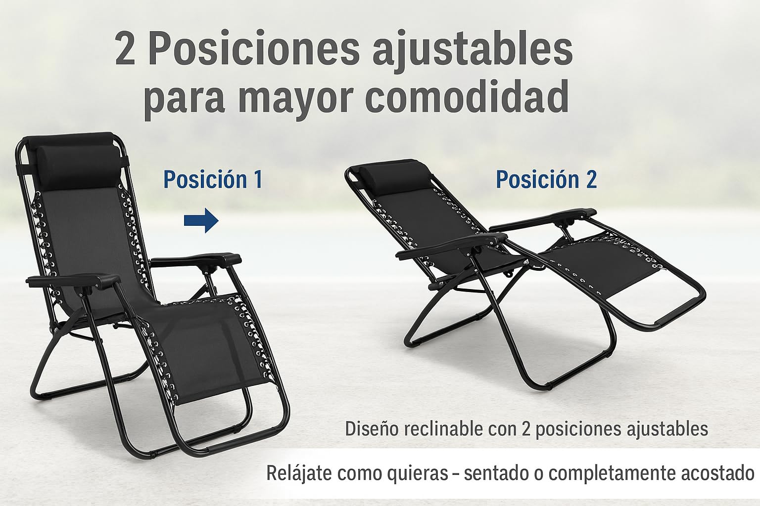 isigno Silla Reclinable Plegable Tumbona de Exterior para Jardín Camping Playa o Balcón Estructura Metálica Robusta Tela Transpirable