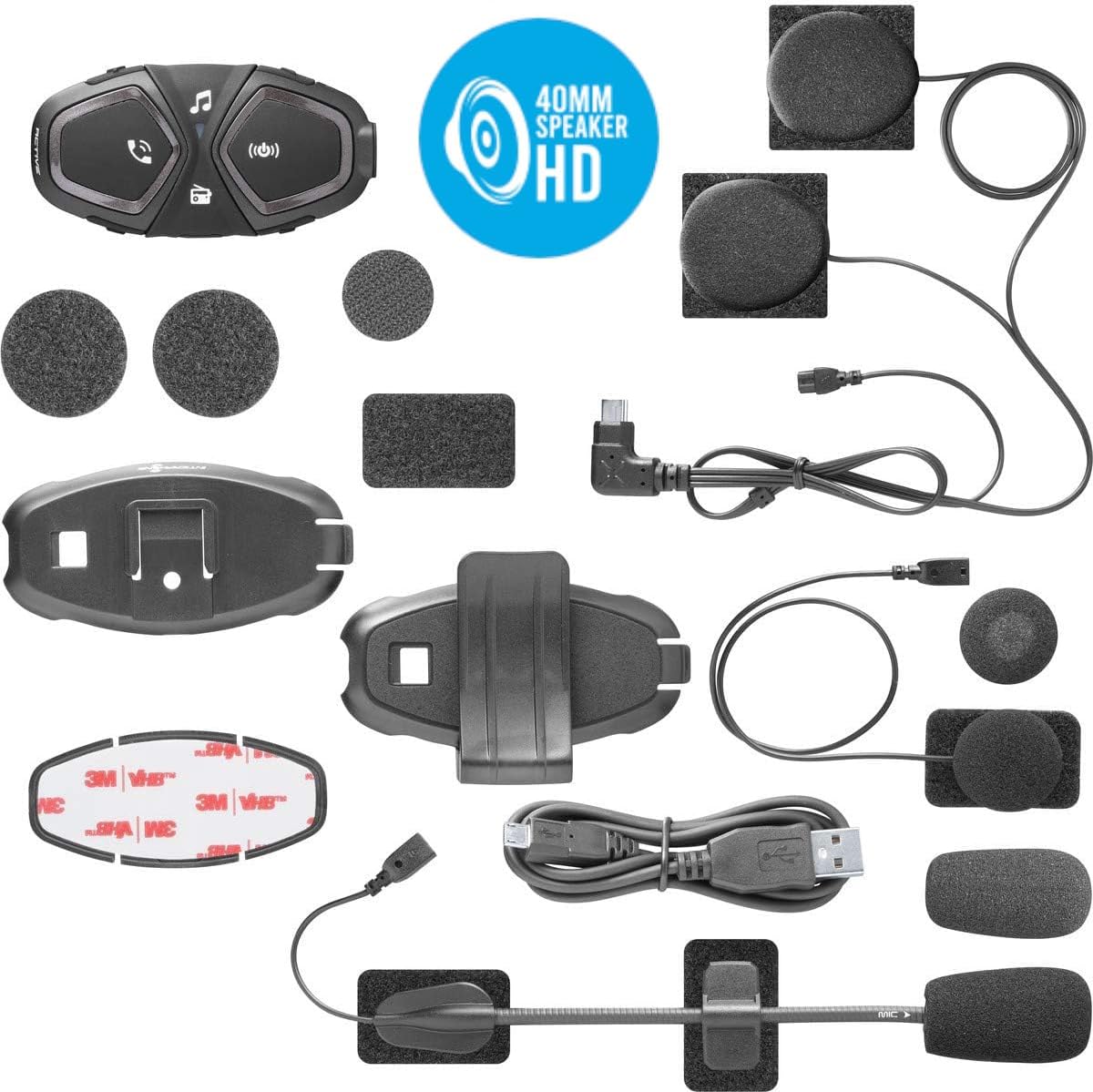 INTERPHONE ACTIVE HD одиночный мотоциклетный шлем-домофон 40 мм 4 мотоциклиста дальность связи до 1 км время работы 15 часов радио GPS TFT степень защиты IPX67