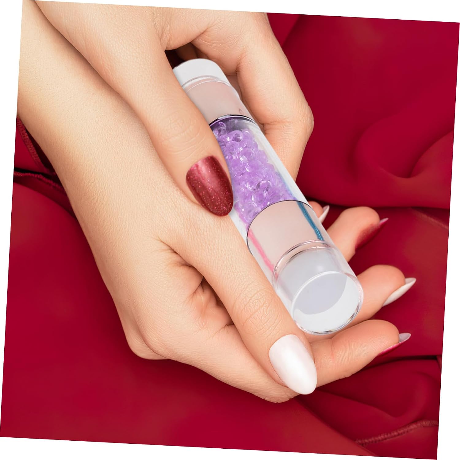 3pcs Double-ended Silicone Nail Stamper for Manicure Art DIY with Acrylic Rhinestone Transfer Pen for Nail Stamp Beginners and Elegant Designs Random Color
