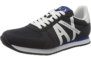 A|X Armani Exchange Men's Washable Leather Low-Top Lace-Up Sneaker